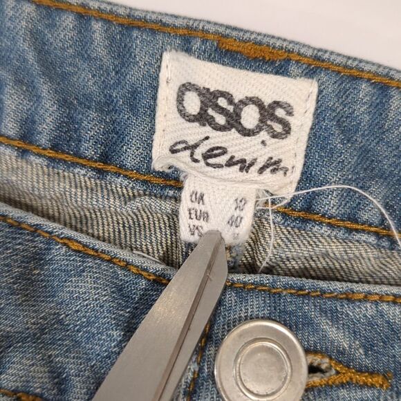 ASOS Womens Jeans 8 Blue Distressed Boyfriend Fit 29" Inseam - Picture 5 of 10